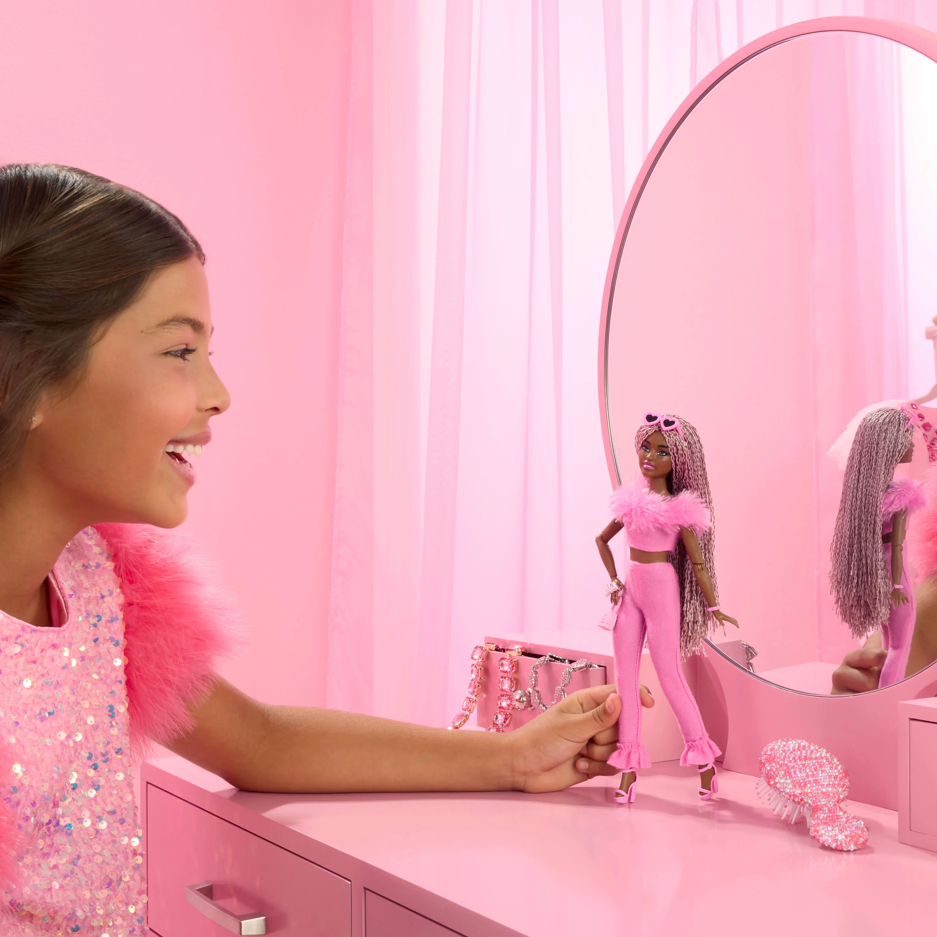 Barbie Deluxe Style Doll #4 in Soft Pink Jumpsuit - Image 6