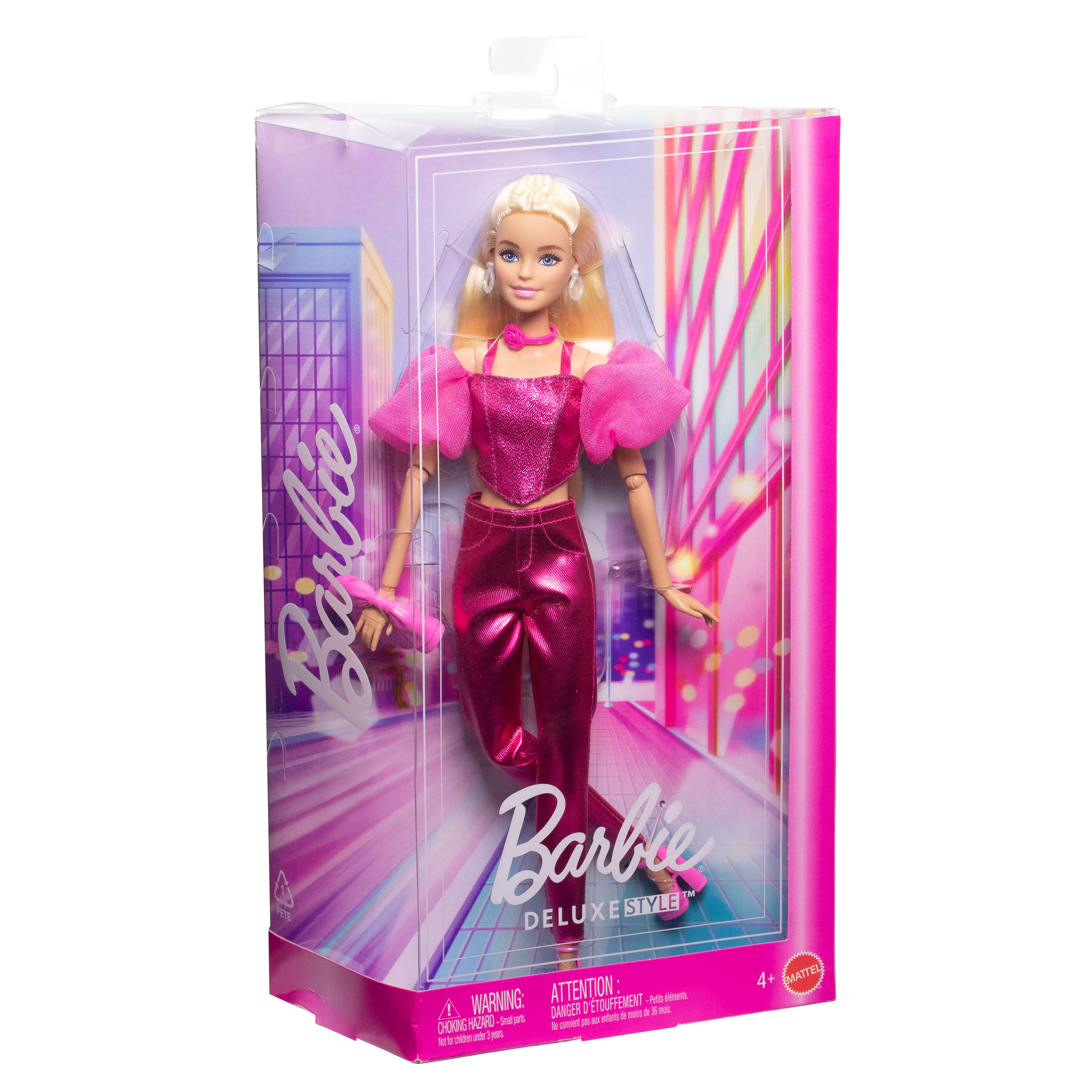 Barbie Deluxe Style Fashion Doll #5 in Metallic Pink Outfit with Corset Top and Accessories, Blonde - Image 7