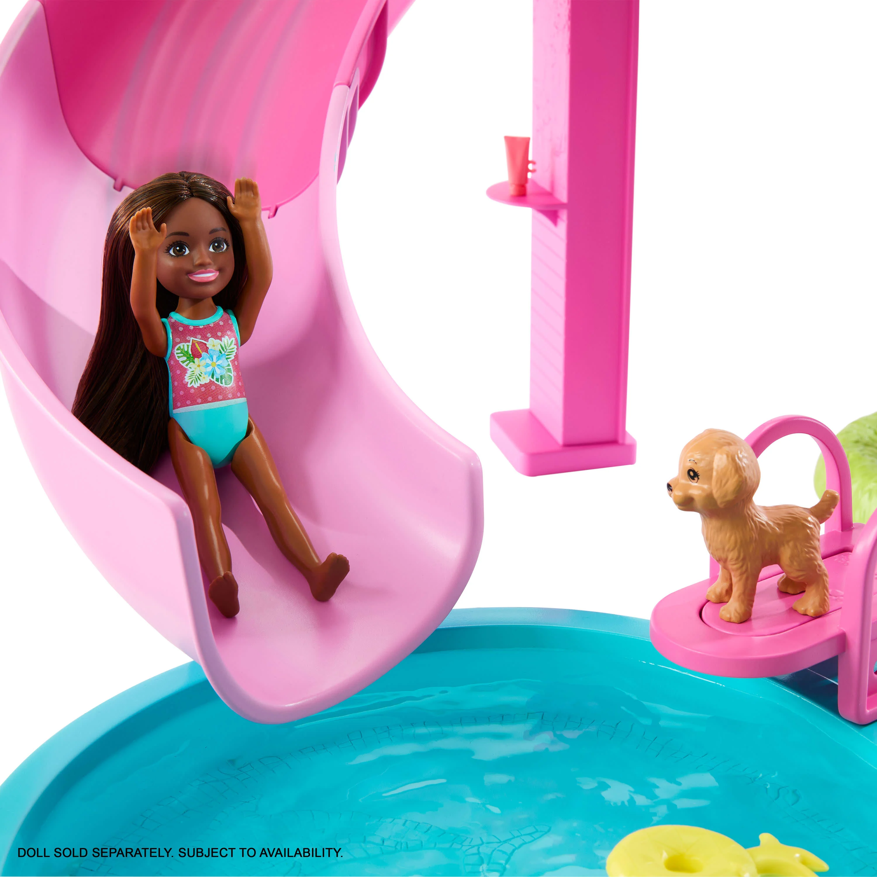 Barbie Dream Pool Playset with Slide & Bubbling Hot Tub - Image 5