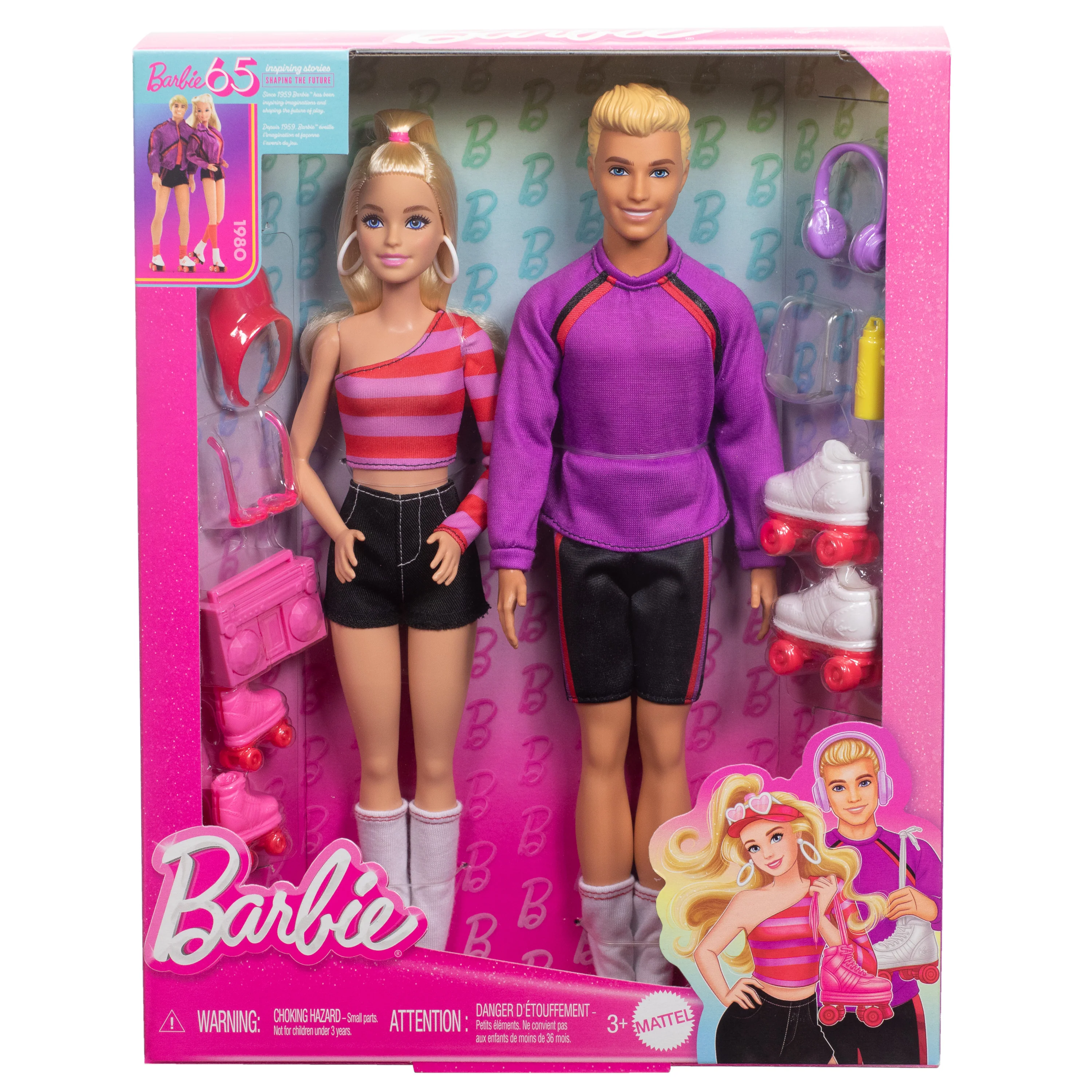 Barbie Fashionistas 2 Doll & 6 Accessories Set, Roller-Skating Theme, 65th Anniversary - Image 5