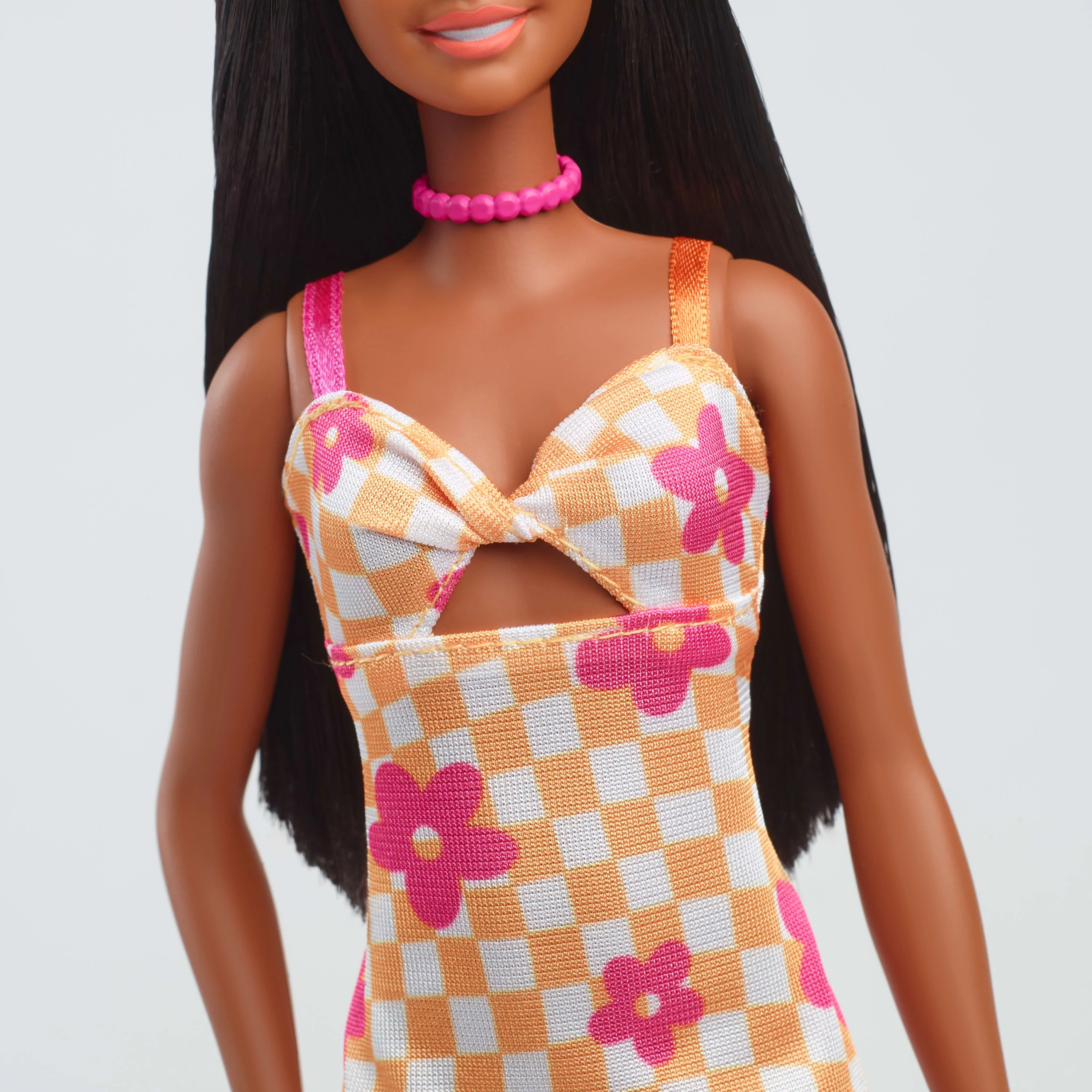 Barbie Fashionistas Doll #233 in Checkered Flower Midi Dress - Image 3