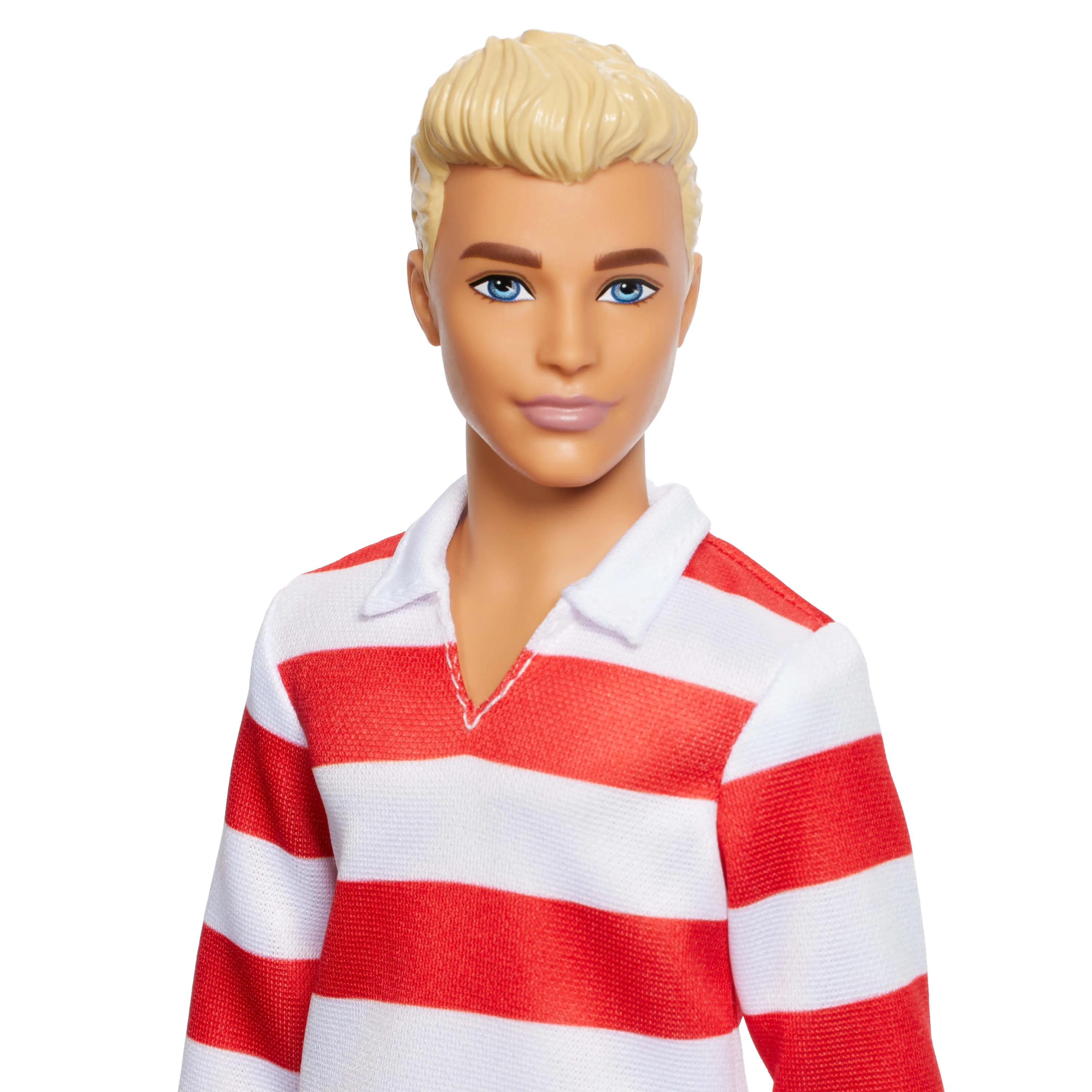 Barbie Fashionistas Ken Doll #241 in Red Striped Top and Pink Shorts with White Sneakers, Blonde - Image 4