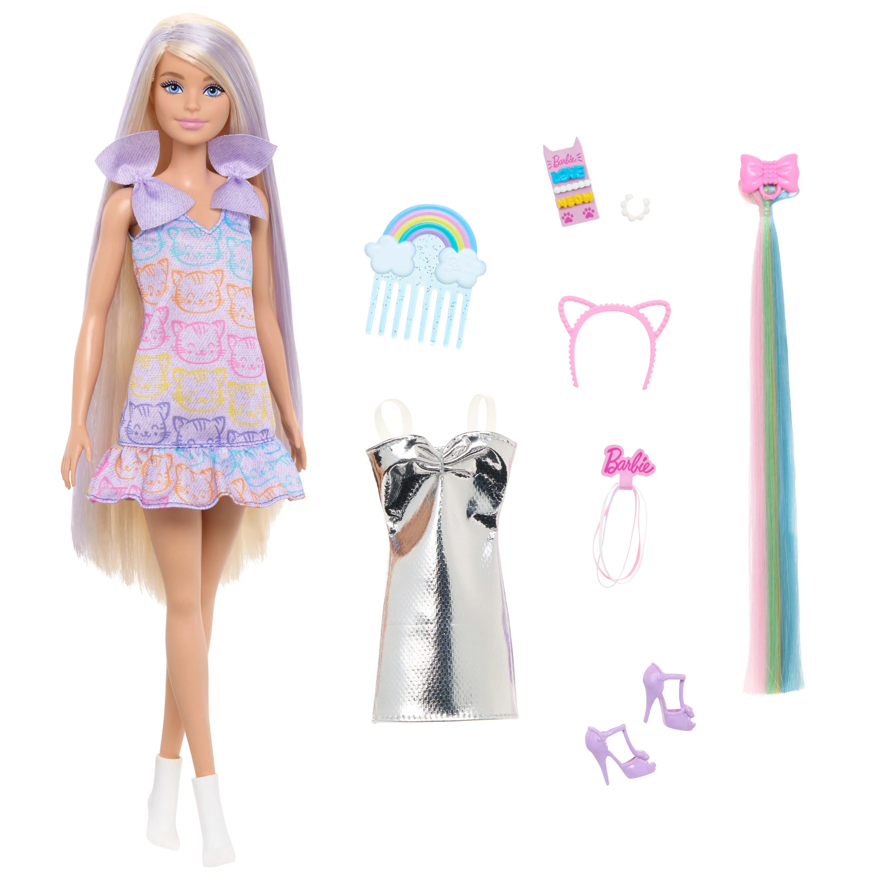 Barbie Fun & Fancy Doll & Accessories, Blonde Fashion Doll with Extra-Long Hair & 2 Looks - Image 2