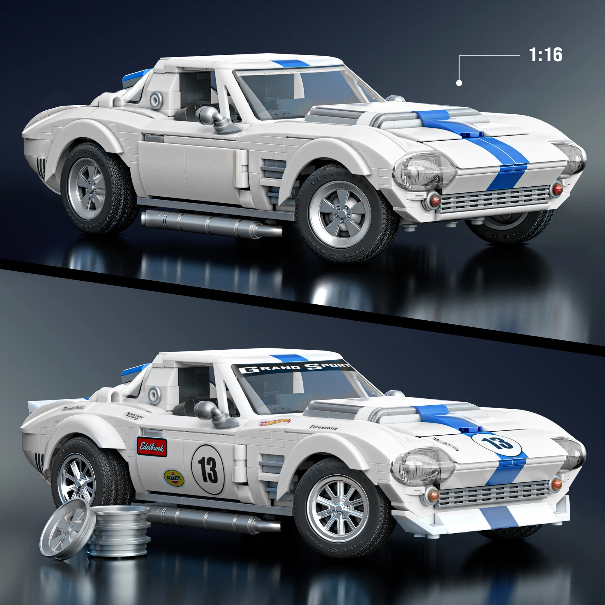 Bundle: Brick Shop Maserati, Cadillac & Corvette Hot Wheels Building Set Trio - Image 17