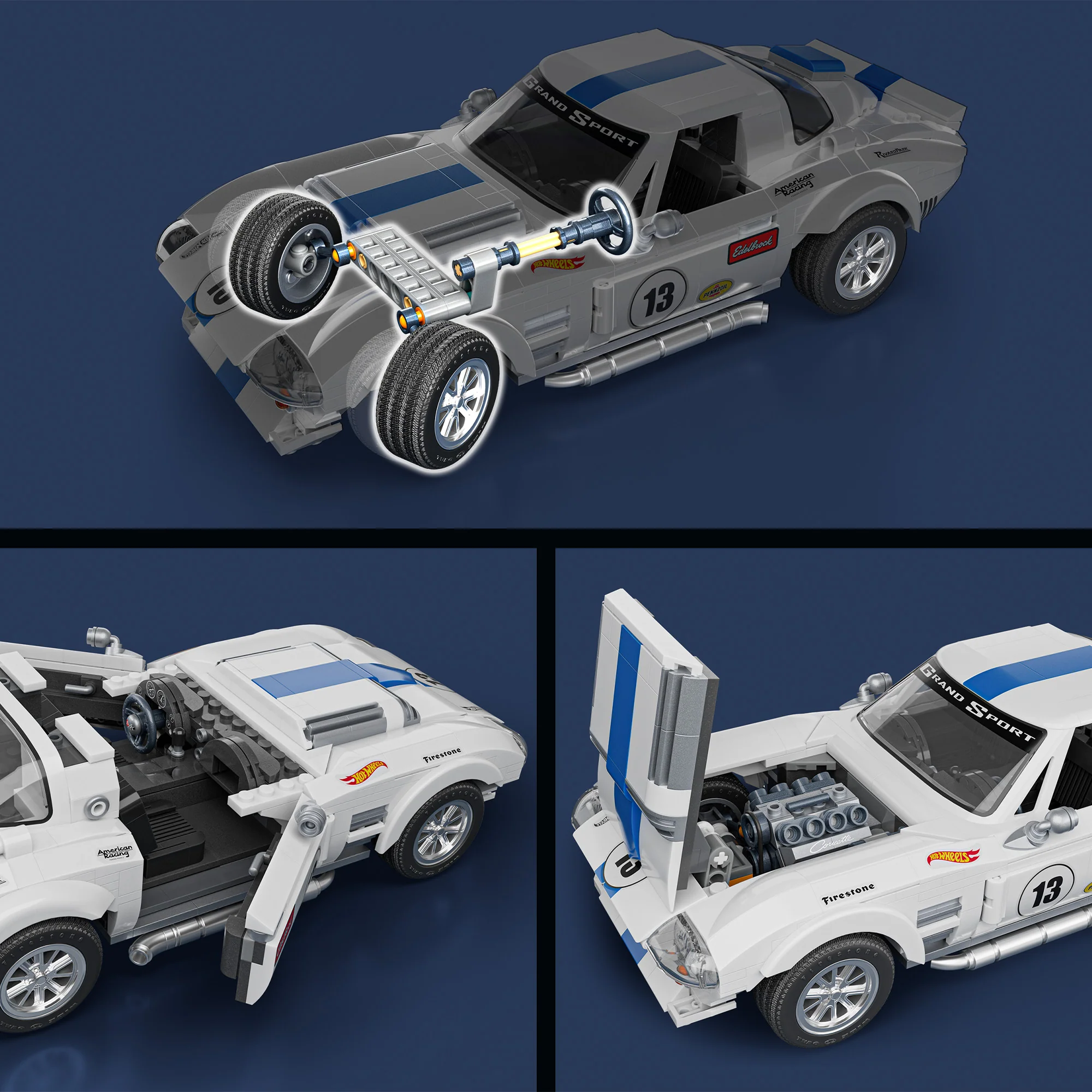 Bundle: Brick Shop Maserati, Cadillac & Corvette Hot Wheels Building Set Trio - Image 19