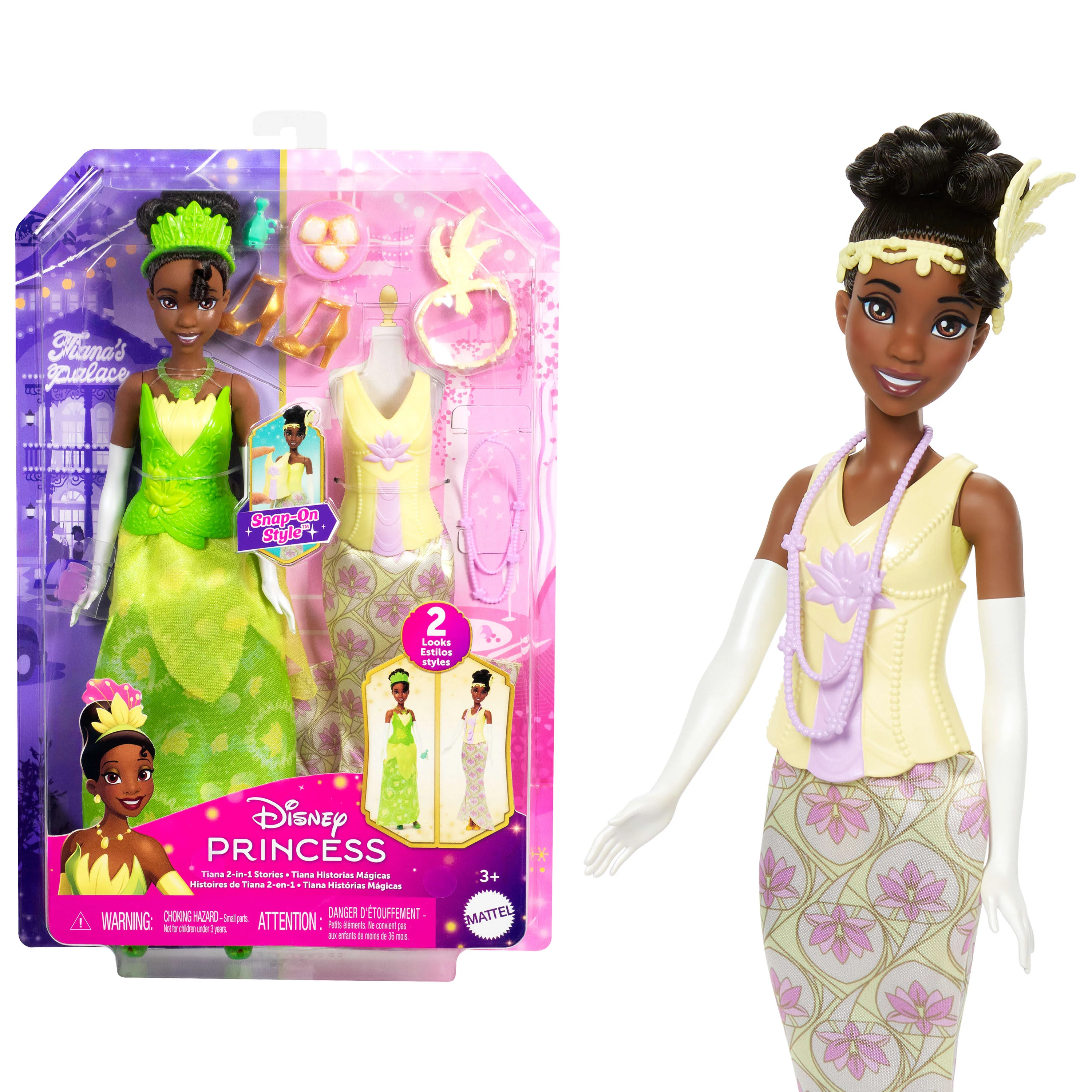 Disney Princess 2-in-1 Stories Tiana Fashion Doll with 2 Snap-On Bodices - Image 6