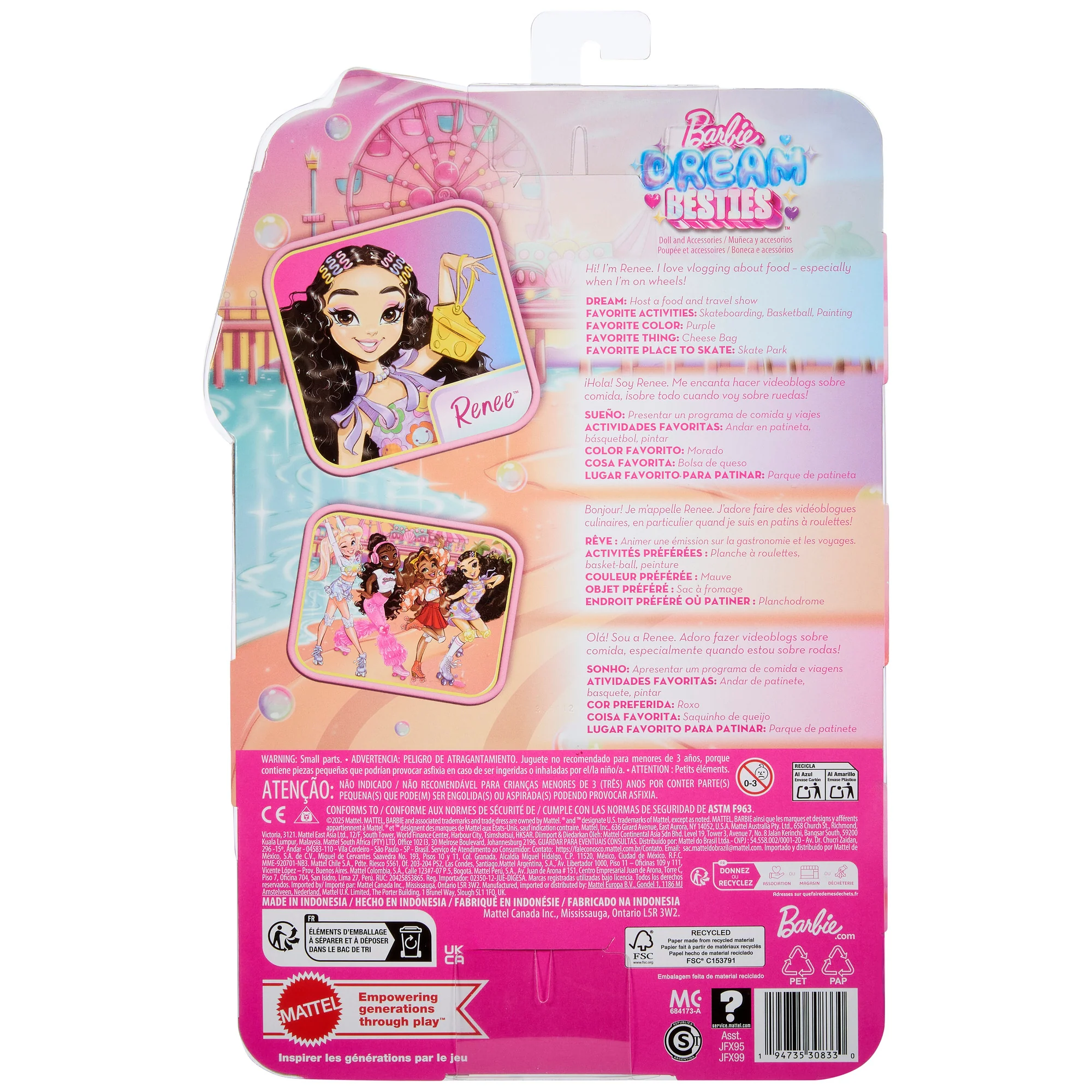 Dream Besties Barbie Renee Roller Skating Fashion Doll - Image 7