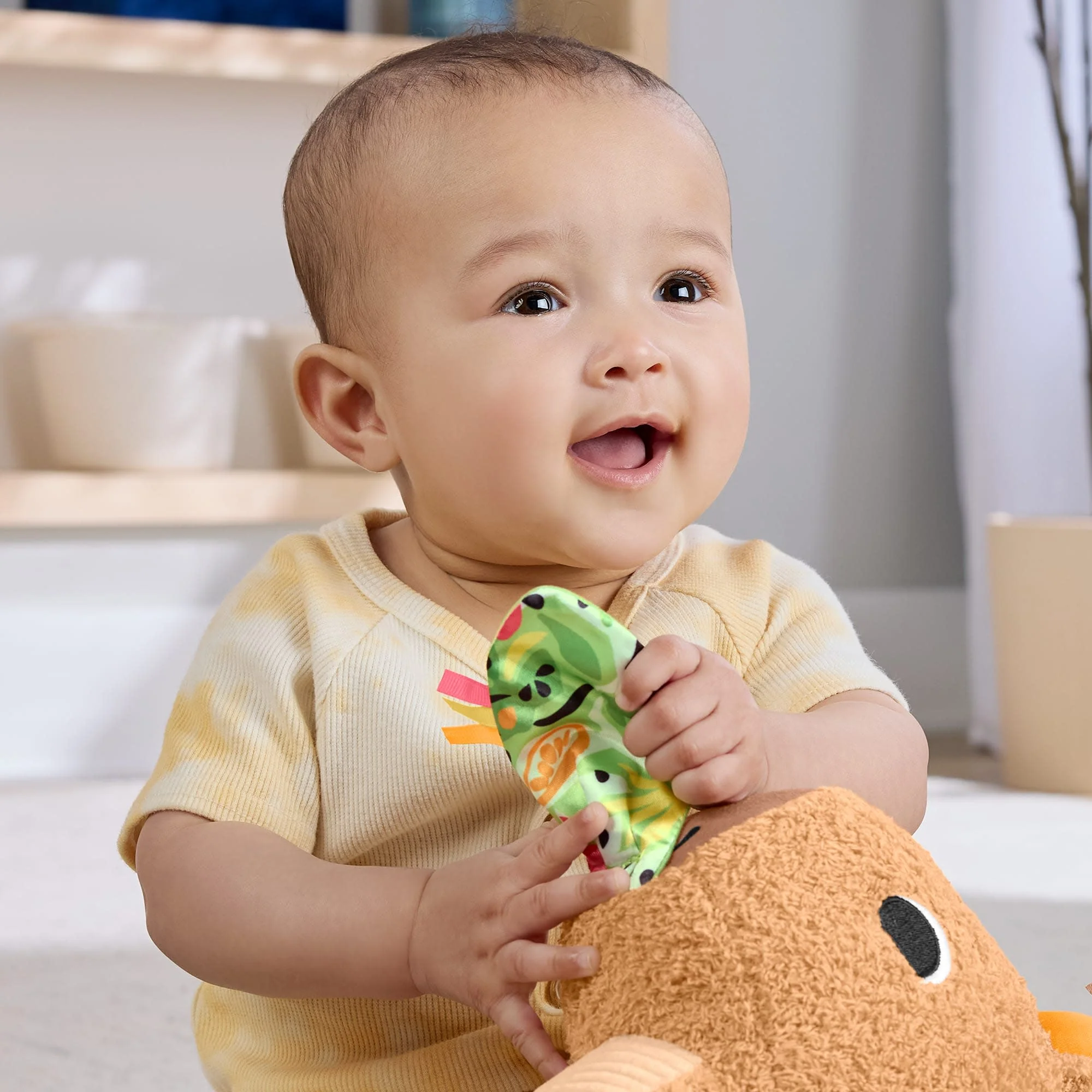Fisher-Price Snuggly Snacky Capybara Plush Baby Sensory Toy with Teether & Rattle for Newborns - Image 3