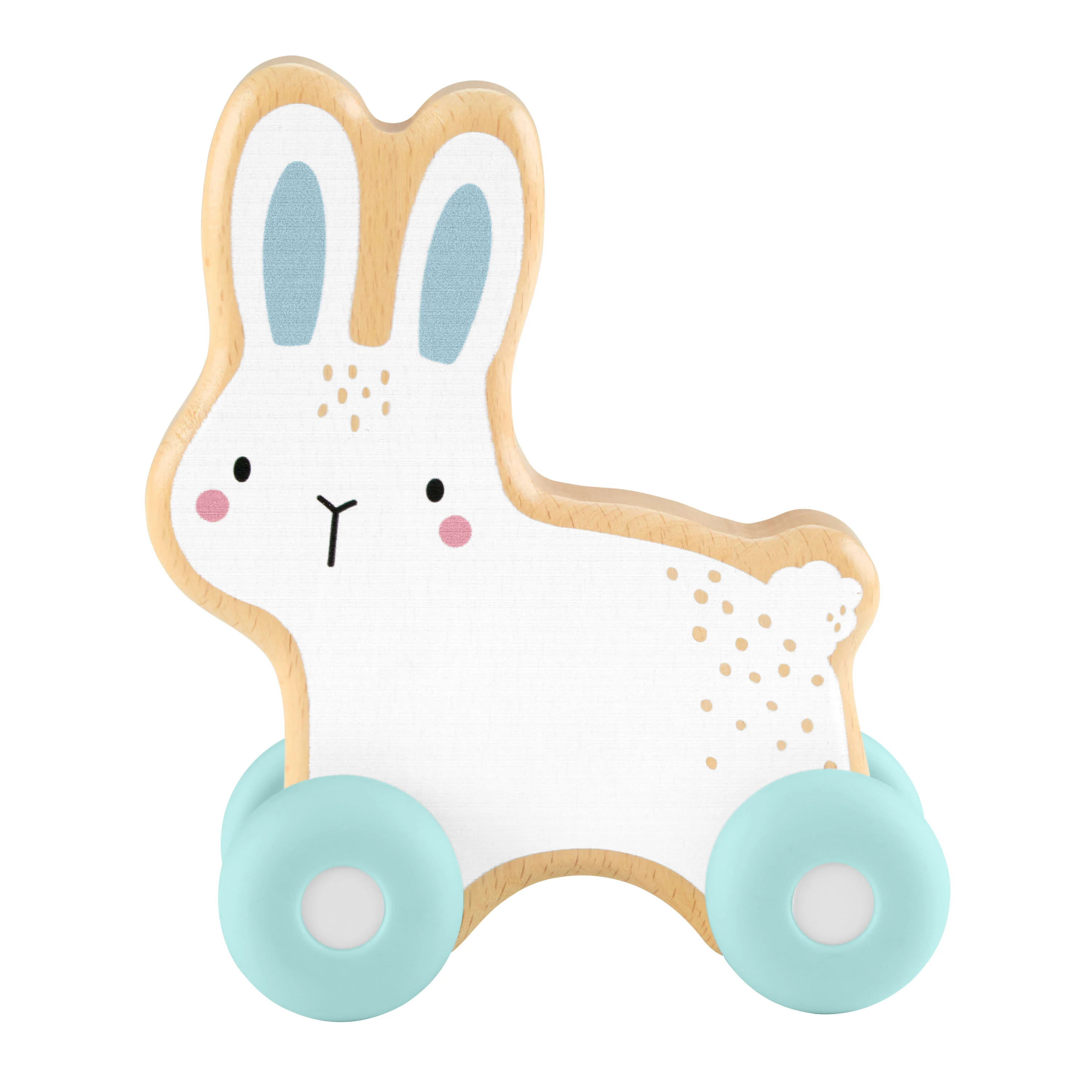 Fisher-Price Wooden Push-Along Bunny Toy Vehicle for Baby Crawling Play - Image 3