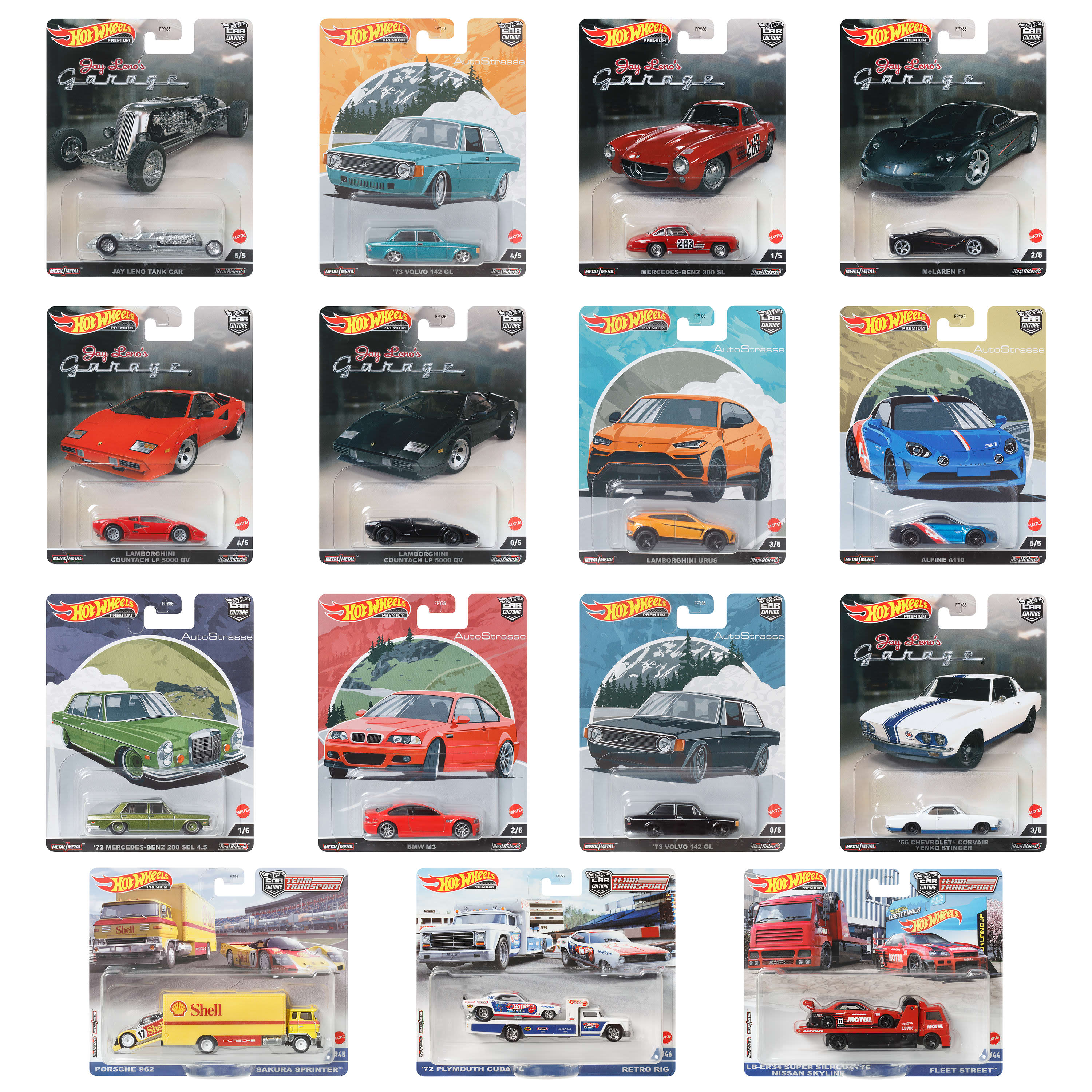 Hot Wheels Car Culture & Team Transport Factory Set of 18 Premium Toy Vehicles (Styles May Vary) - Image 5
