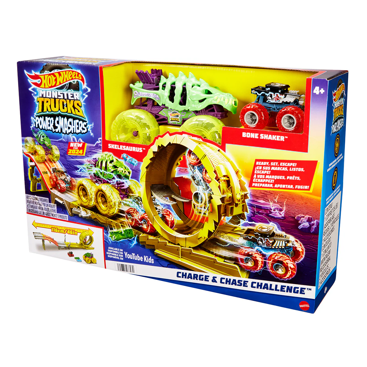 Hot Wheels Monster Trucks Power Smashers Charge & Chase Challenge Track Set - Image 7
