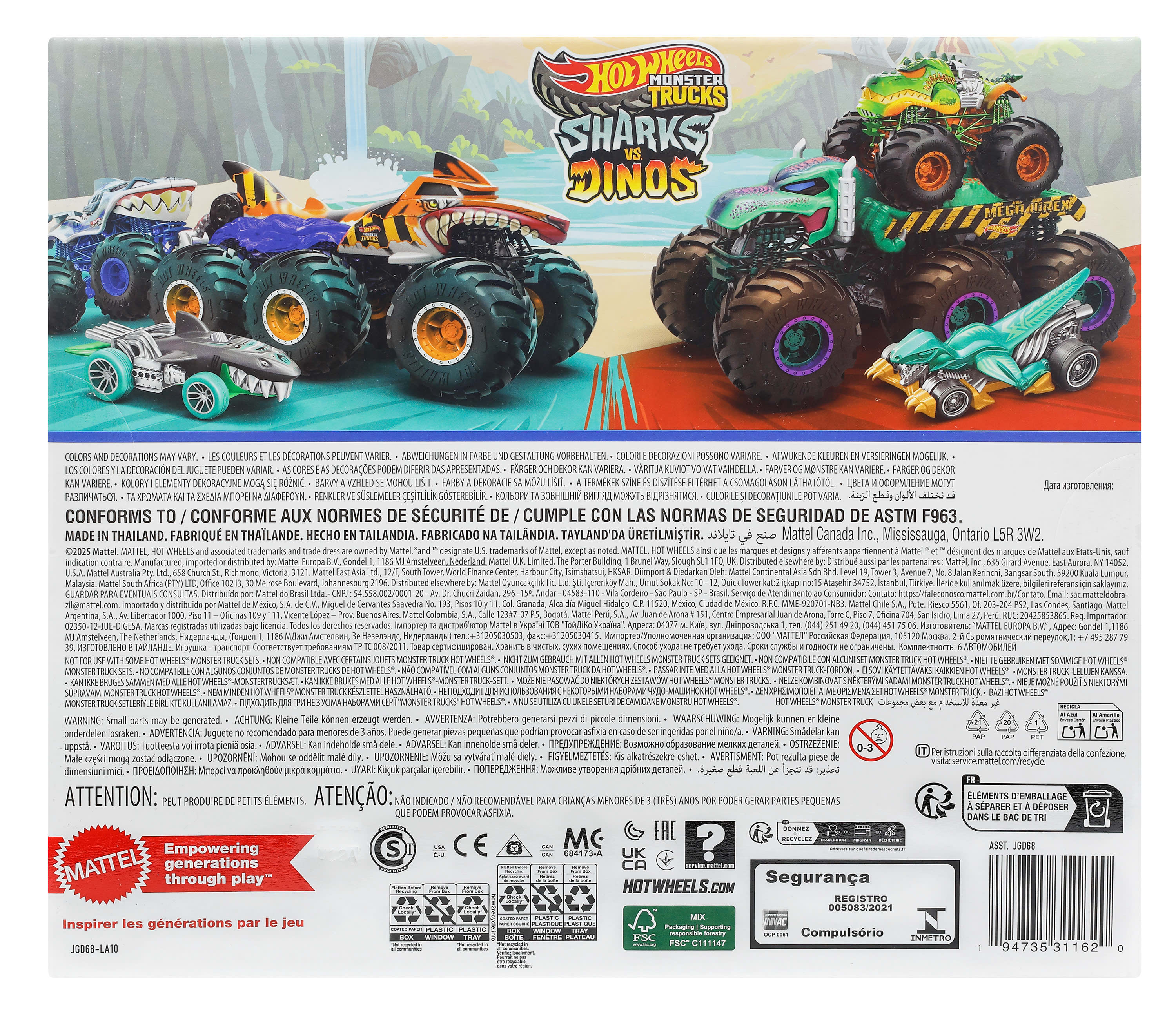Hot Wheels Monster Trucks Sharks vs Dinos Multipack - Image 7