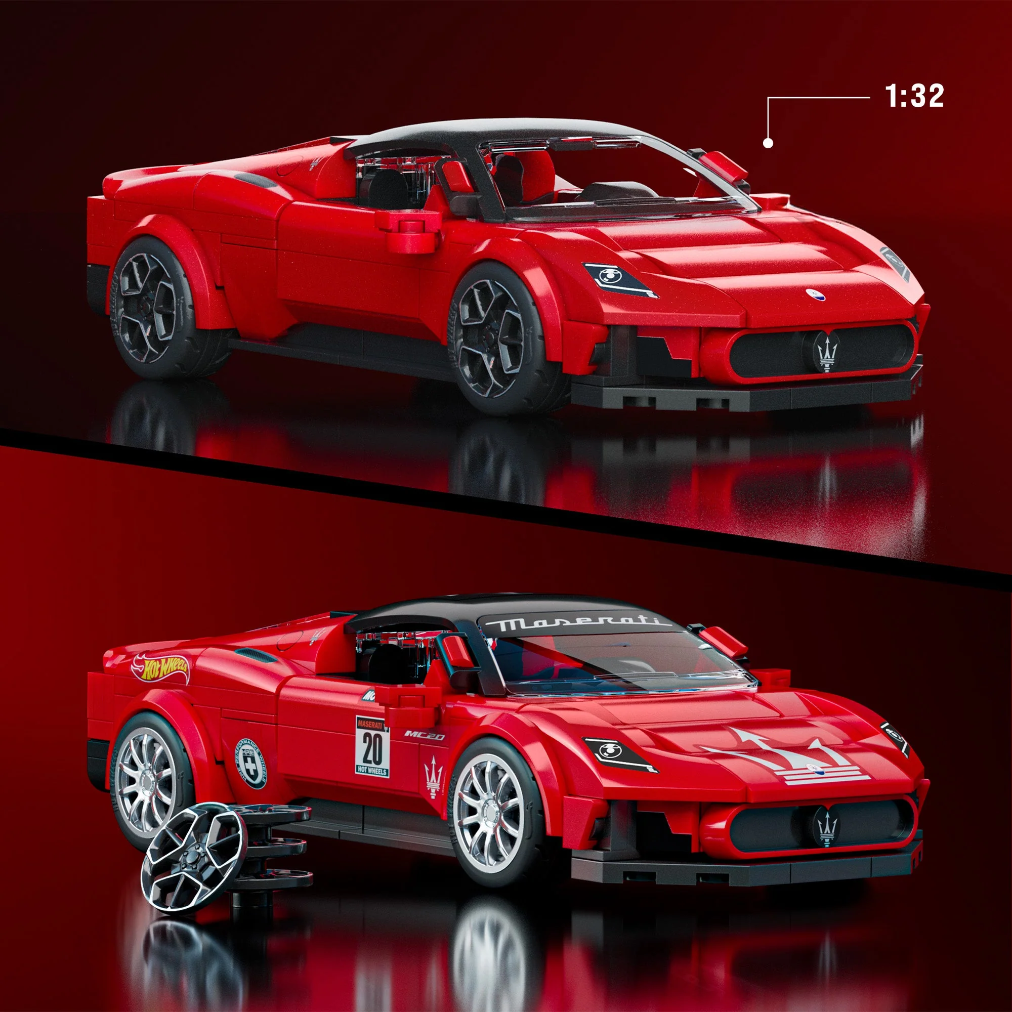 Mattel Brick Shop Hot Wheels Maserati MC20 Building Set - Image 4